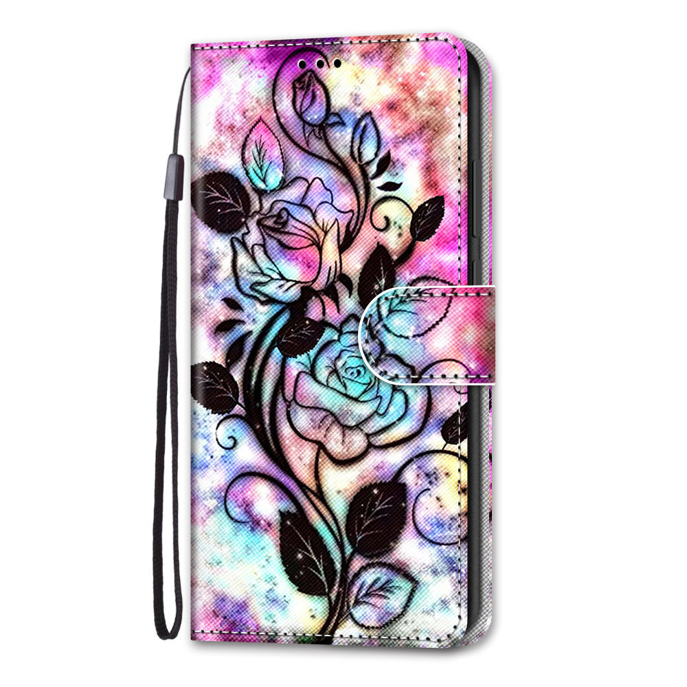 For Samsung Galaxy S20 FE 4G/5G/S20 Lite/S20 FE 2022 Anti-Drop Wallet Stand Case Pattern Printing Shell - Colorful Flower