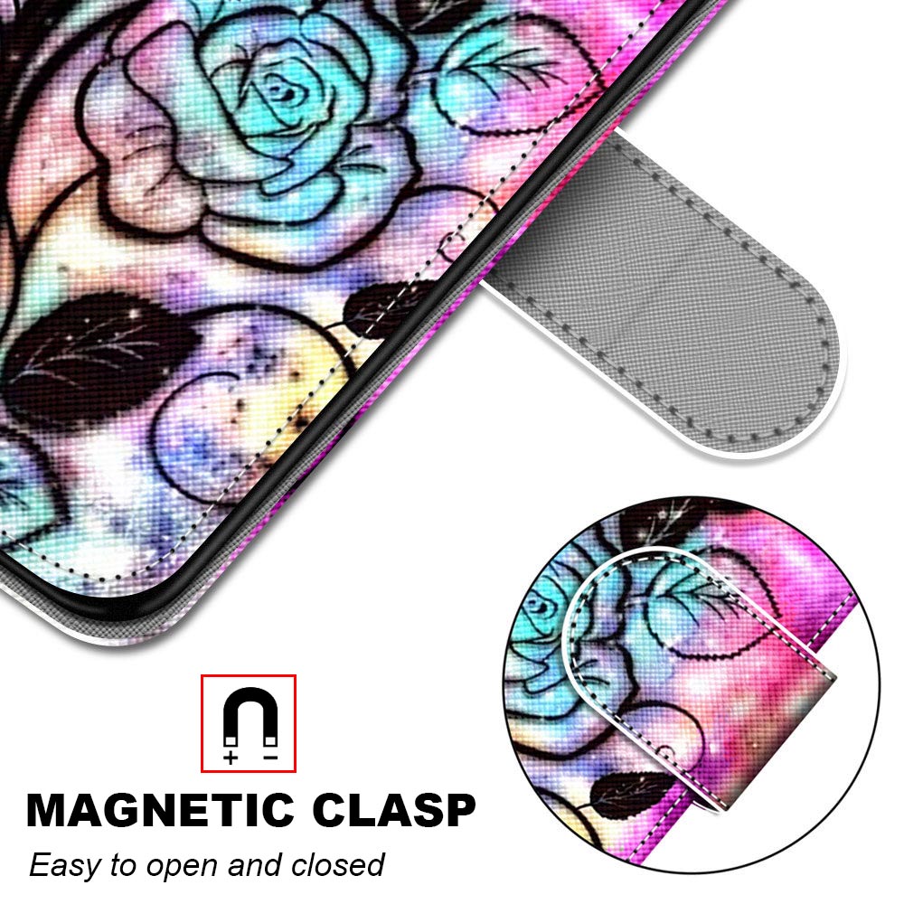 For Samsung Galaxy S20 FE 4G/5G/S20 Lite/S20 FE 2022 Anti-Drop Wallet Stand Case Pattern Printing Shell - Colorful Flower