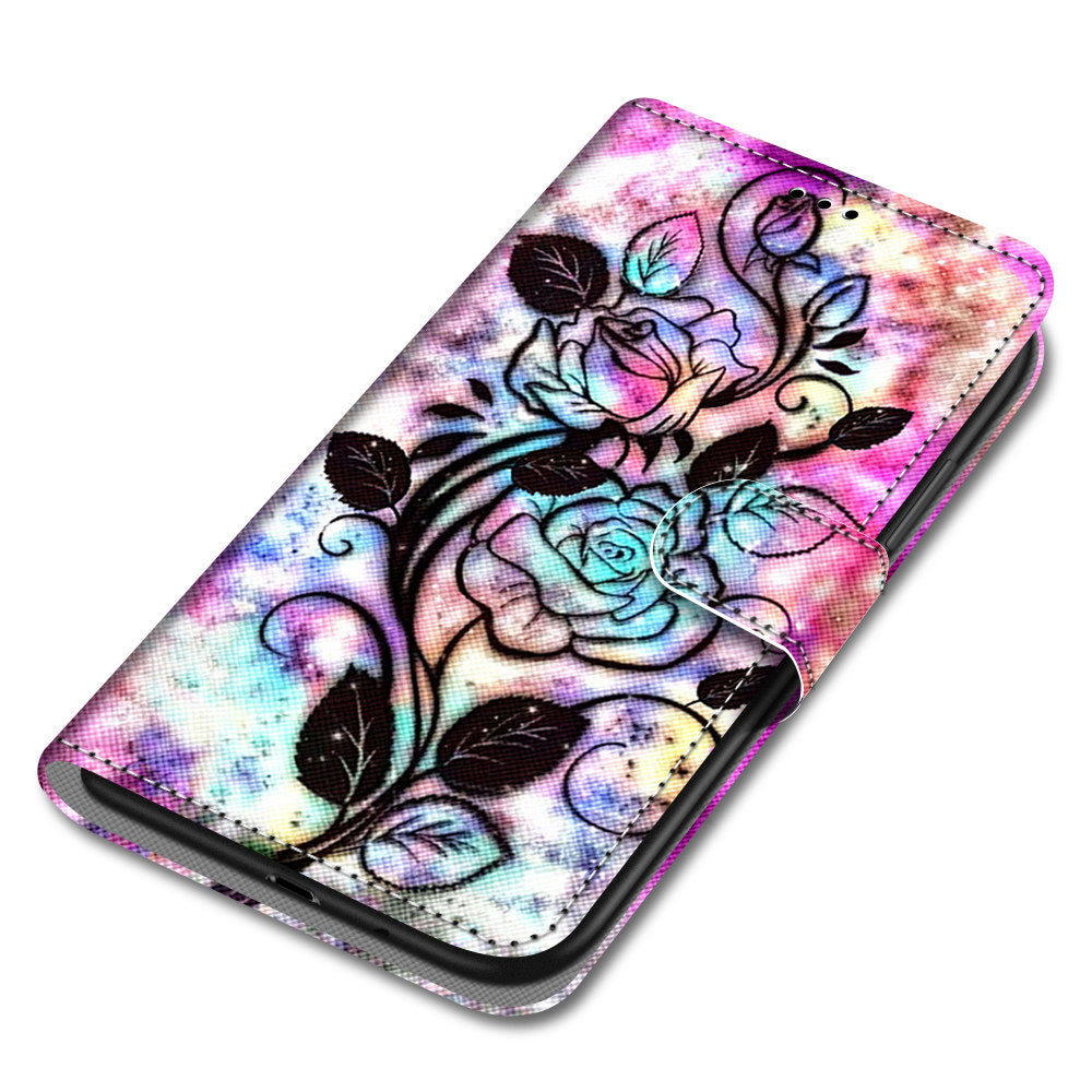 For Samsung Galaxy S20 FE 4G/5G/S20 Lite/S20 FE 2022 Anti-Drop Wallet Stand Case Pattern Printing Shell - Colorful Flower