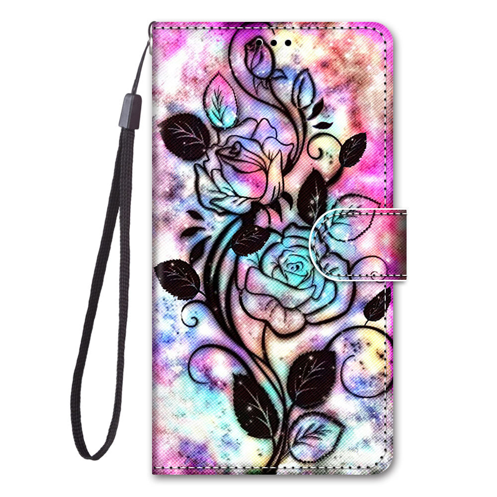 For Samsung Galaxy S20 FE 4G/5G/S20 Lite/S20 FE 2022 Anti-Drop Wallet Stand Case Pattern Printing Shell - Colorful Flower