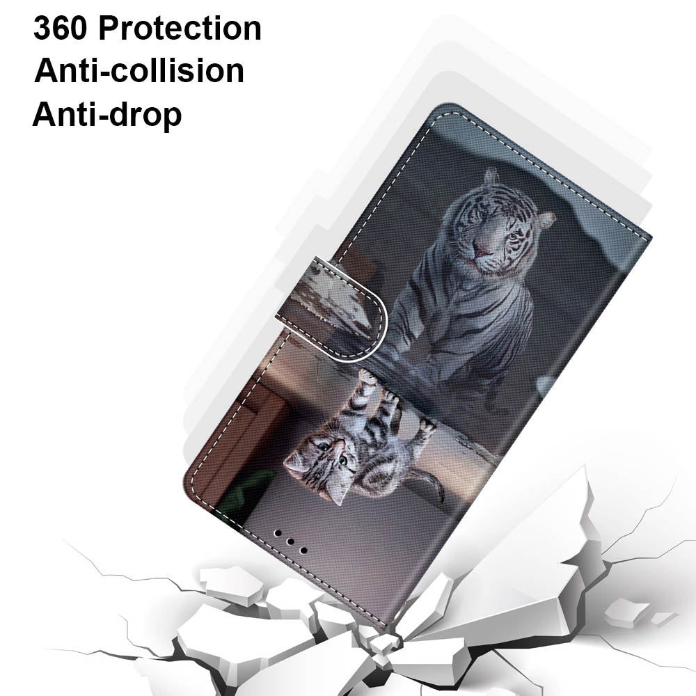 For Samsung Galaxy S20 FE 4G/5G/S20 Lite/S20 FE 2022 Anti-Drop Wallet Stand Case Pattern Printing Shell - Cat and Tiger