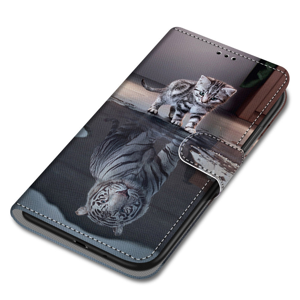 For Samsung Galaxy S20 FE 4G/5G/S20 Lite/S20 FE 2022 Anti-Drop Wallet Stand Case Pattern Printing Shell - Cat and Tiger