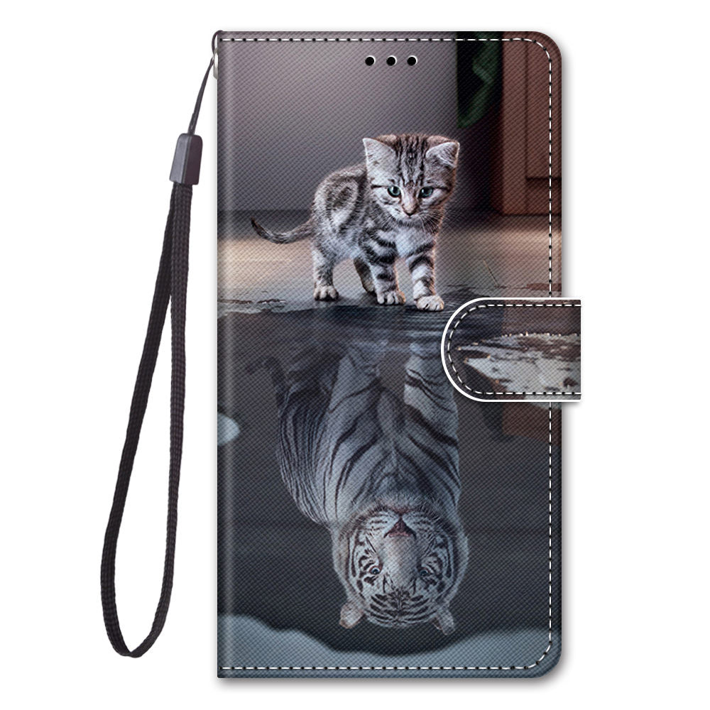 For Samsung Galaxy S20 FE 4G/5G/S20 Lite/S20 FE 2022 Anti-Drop Wallet Stand Case Pattern Printing Shell - Cat and Tiger