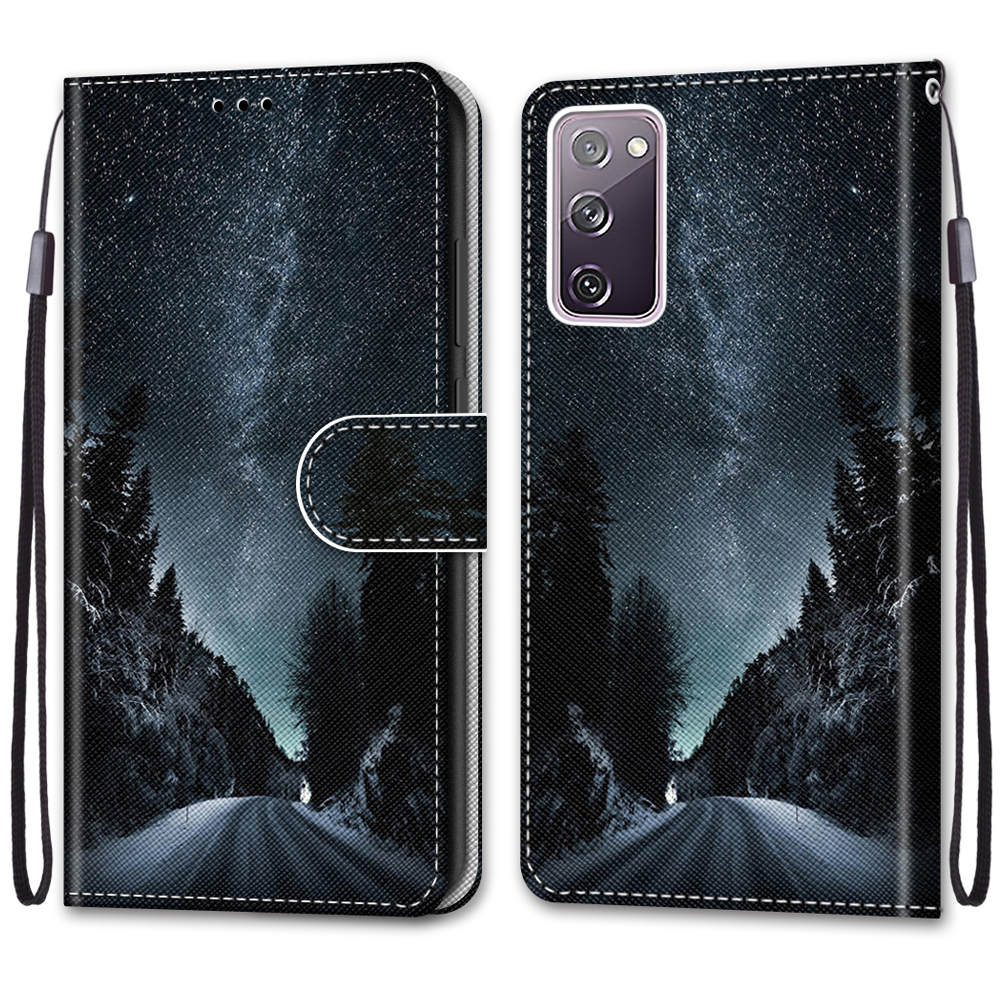 For Samsung Galaxy S20 FE 4G/5G/S20 Lite/S20 FE 2022 Anti-Drop Wallet Stand Case Pattern Printing Shell - Night