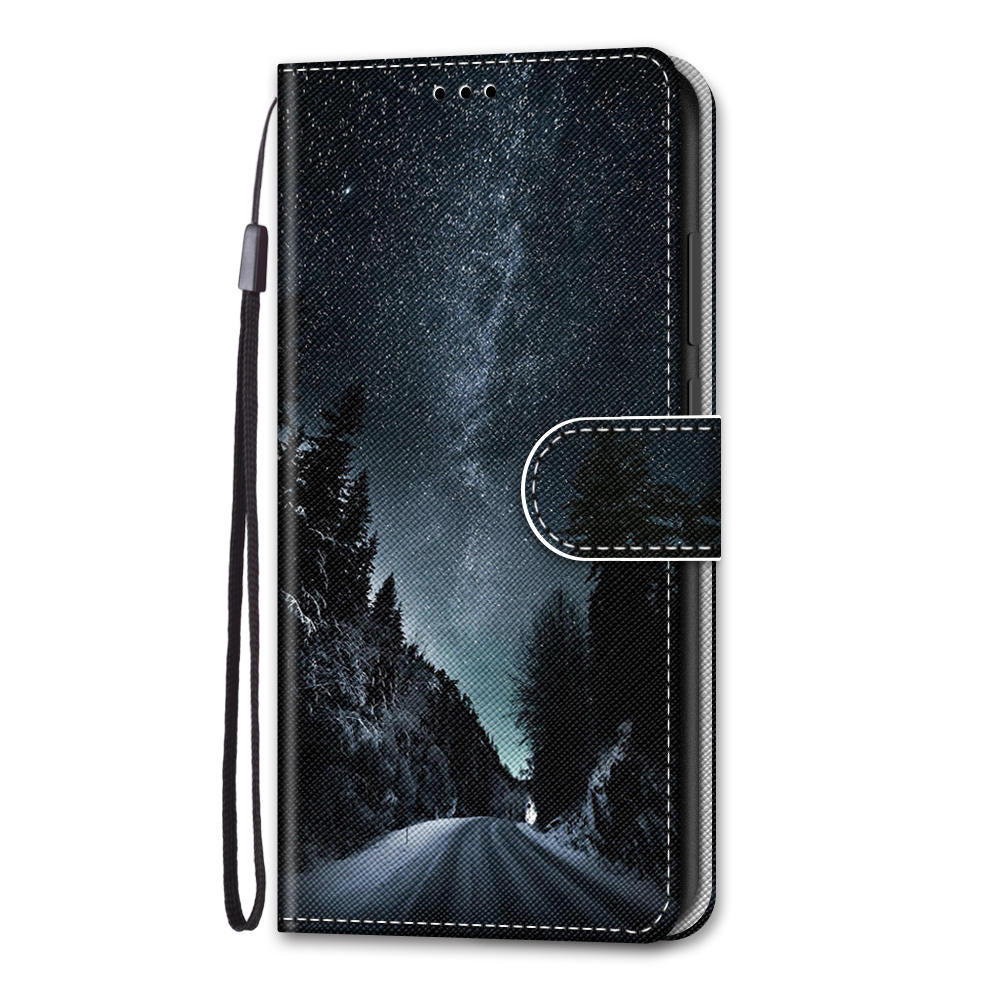 For Samsung Galaxy S20 FE 4G/5G/S20 Lite/S20 FE 2022 Anti-Drop Wallet Stand Case Pattern Printing Shell - Night