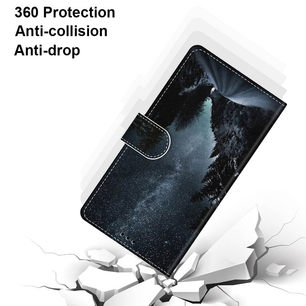 For Samsung Galaxy S20 FE 4G/5G/S20 Lite/S20 FE 2022 Anti-Drop Wallet Stand Case Pattern Printing Shell - Night