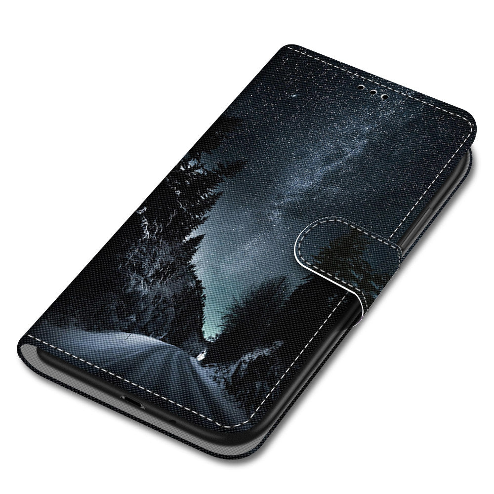 For Samsung Galaxy S20 FE 4G/5G/S20 Lite/S20 FE 2022 Anti-Drop Wallet Stand Case Pattern Printing Shell - Night