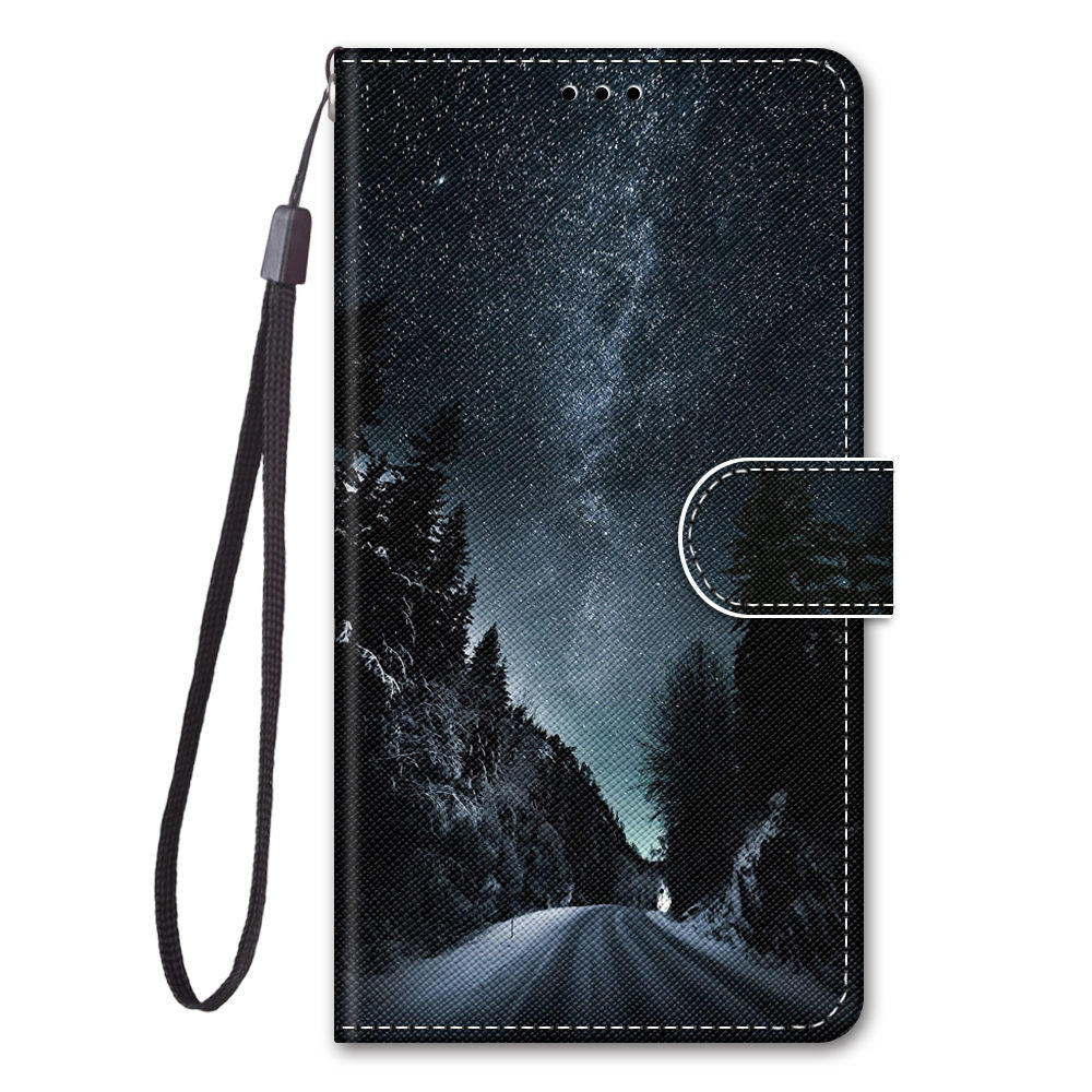 For Samsung Galaxy S20 FE 4G/5G/S20 Lite/S20 FE 2022 Anti-Drop Wallet Stand Case Pattern Printing Shell - Night