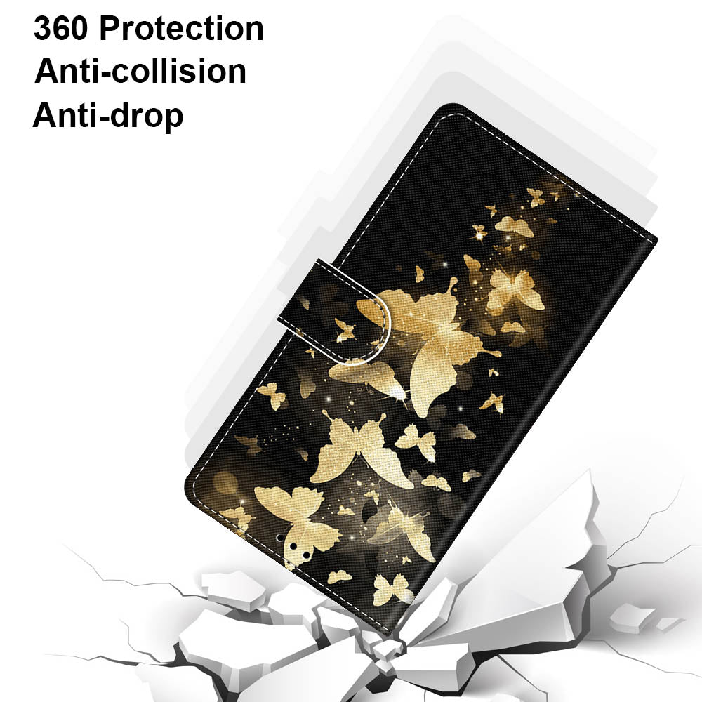 For Samsung Galaxy S20 FE 4G/5G/S20 Lite/S20 FE 2022 Anti-Drop Wallet Stand Case Pattern Printing Shell - Golden Butterflies