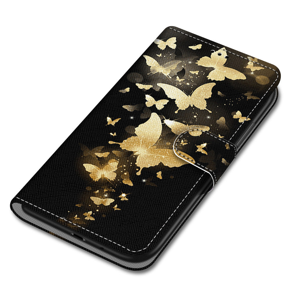 For Samsung Galaxy S20 FE 4G/5G/S20 Lite/S20 FE 2022 Anti-Drop Wallet Stand Case Pattern Printing Shell - Golden Butterflies