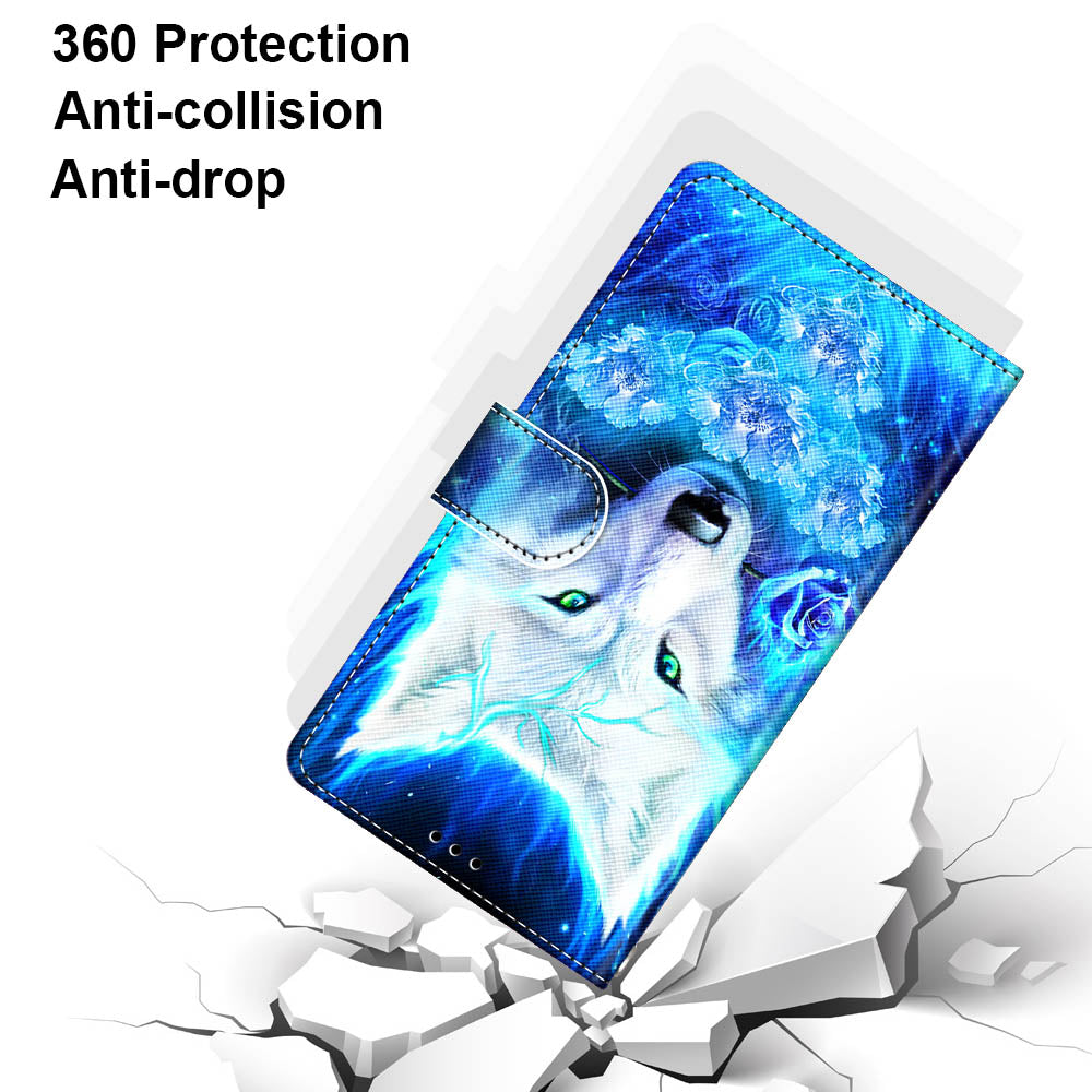 For Samsung Galaxy S20 FE 4G/5G/S20 Lite/S20 FE 2022 Anti-Drop Wallet Stand Case Pattern Printing Shell - White Wolf