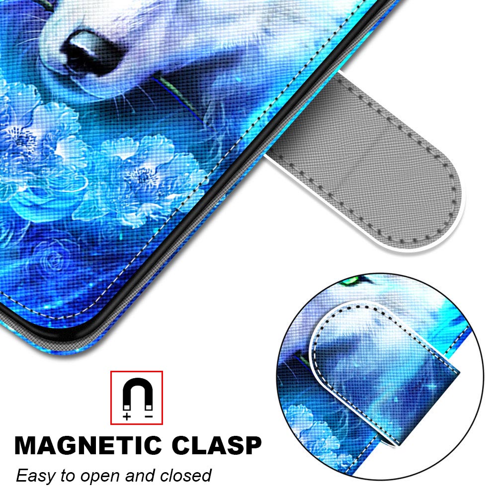 For Samsung Galaxy S20 FE 4G/5G/S20 Lite/S20 FE 2022 Anti-Drop Wallet Stand Case Pattern Printing Shell - White Wolf