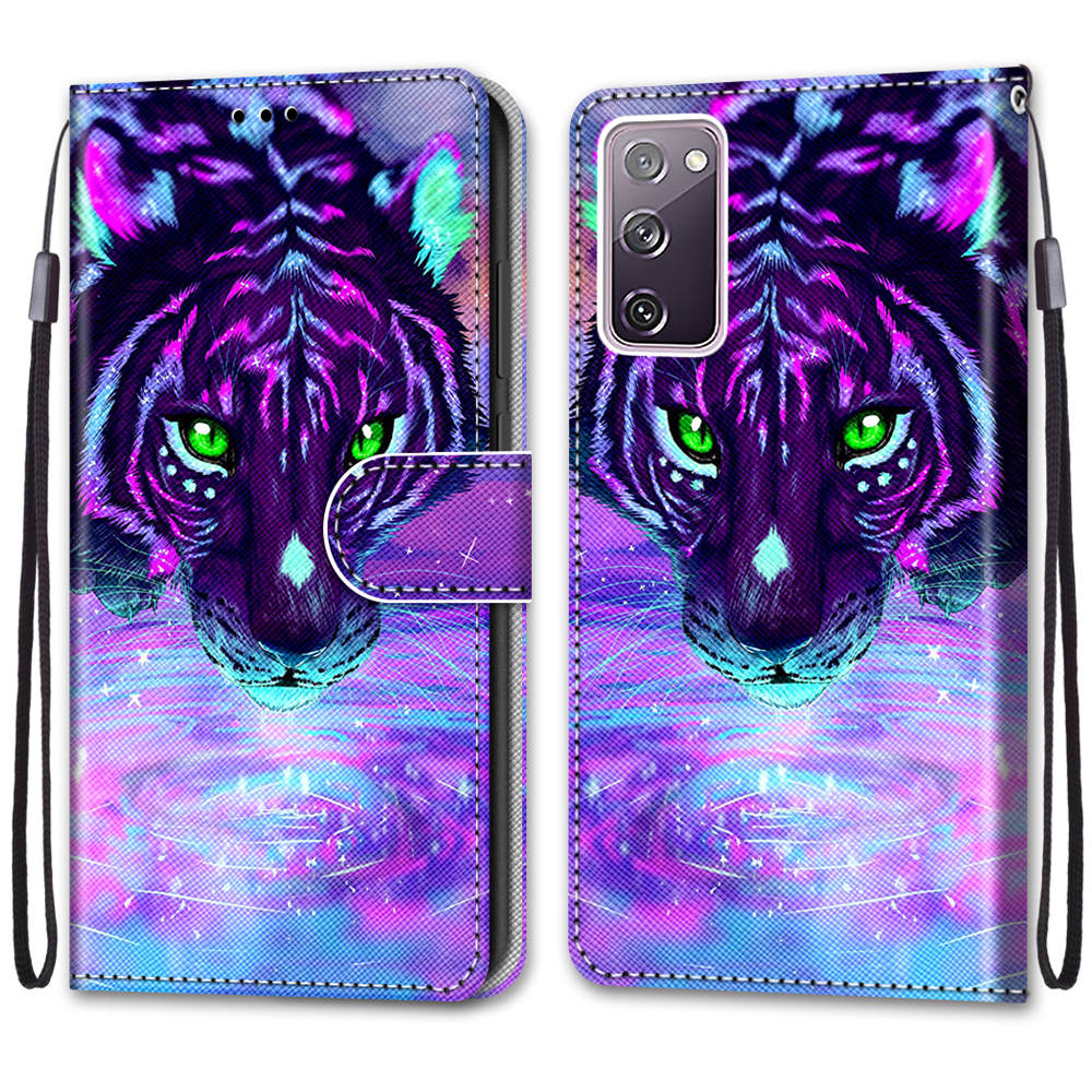 For Samsung Galaxy S20 FE 4G/5G/S20 Lite/S20 FE 2022 Anti-Drop Wallet Stand Case Pattern Printing Shell - Tiger