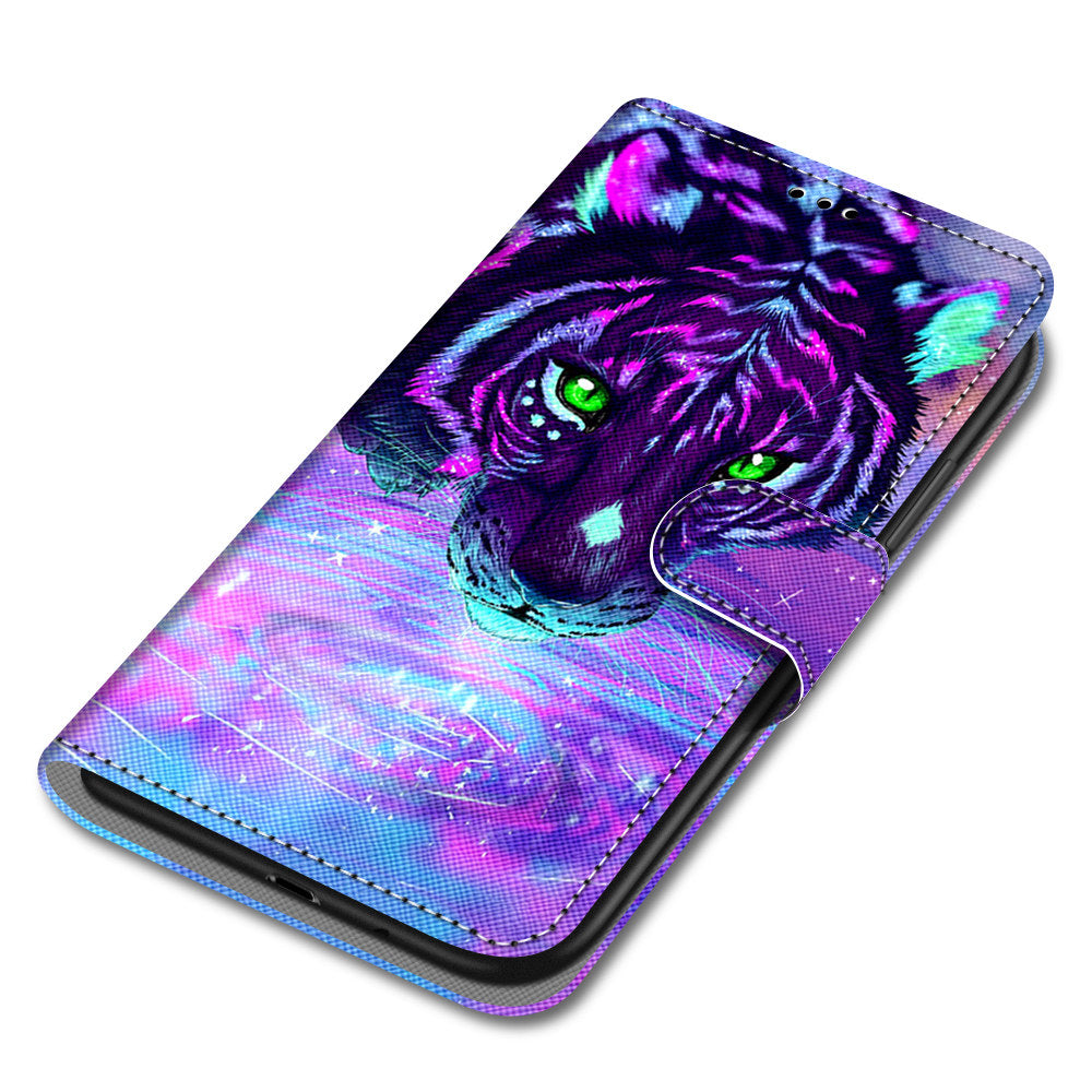 For Samsung Galaxy S20 FE 4G/5G/S20 Lite/S20 FE 2022 Anti-Drop Wallet Stand Case Pattern Printing Shell - Tiger