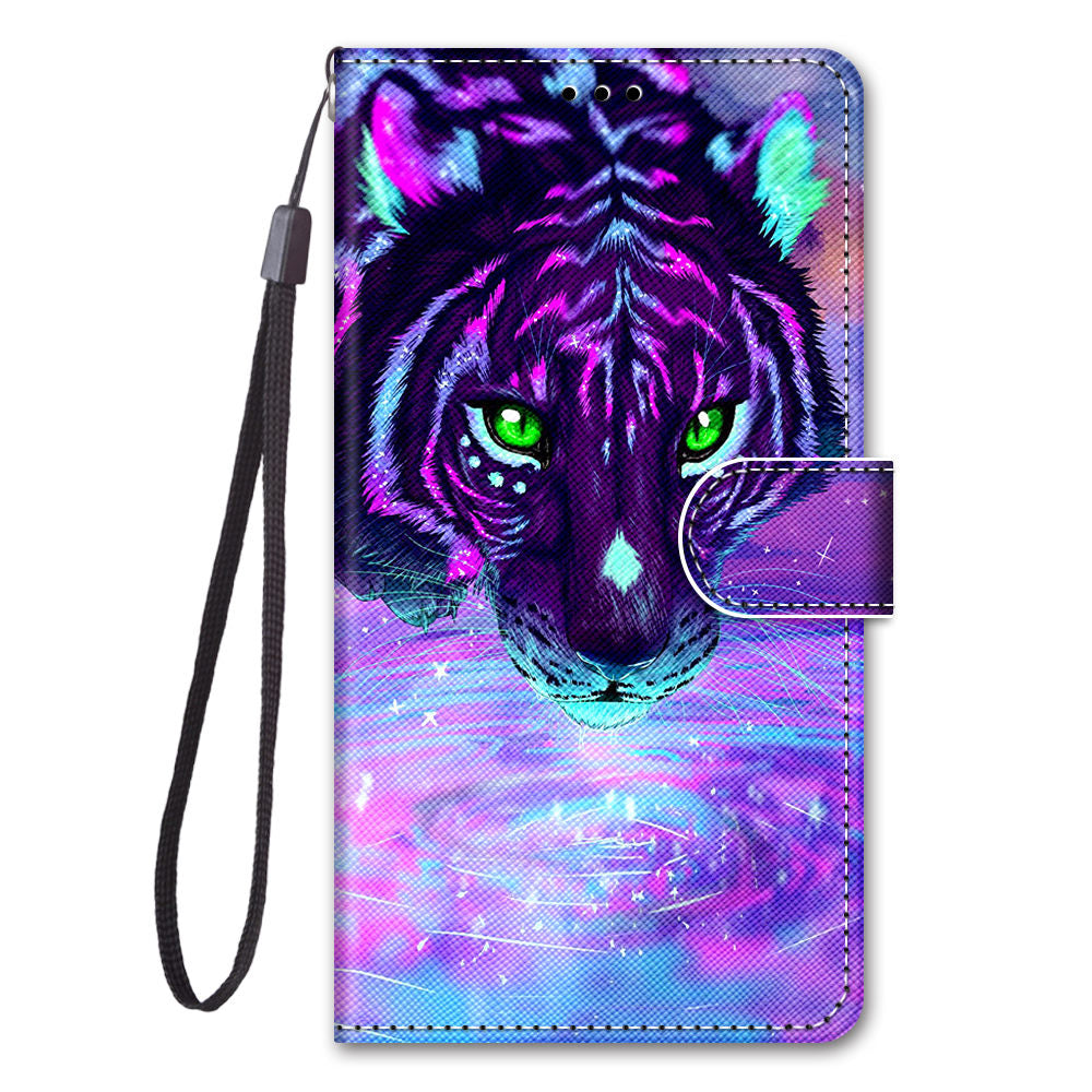 For Samsung Galaxy S20 FE 4G/5G/S20 Lite/S20 FE 2022 Anti-Drop Wallet Stand Case Pattern Printing Shell - Tiger