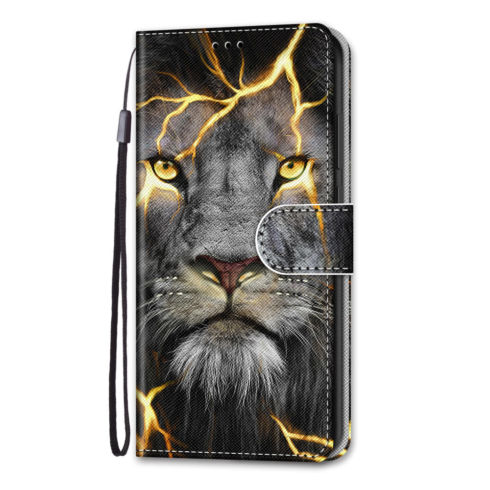 For Samsung Galaxy S20 FE 4G/5G/S20 Lite/S20 FE 2022 Anti-Drop Wallet Stand Case Pattern Printing Shell - Lion