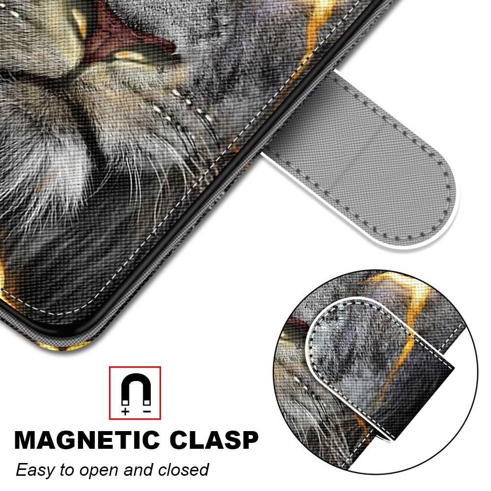 For Samsung Galaxy S20 FE 4G/5G/S20 Lite/S20 FE 2022 Anti-Drop Wallet Stand Case Pattern Printing Shell - Lion