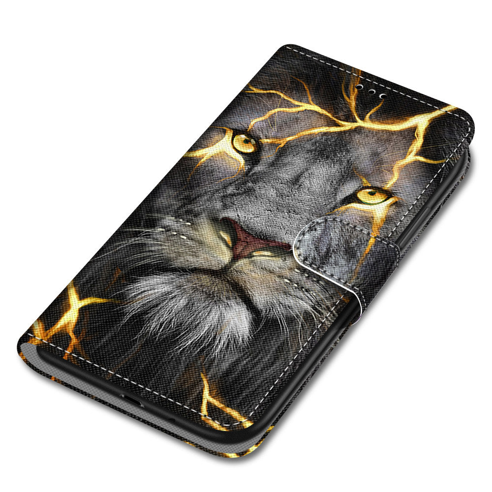 For Samsung Galaxy S20 FE 4G/5G/S20 Lite/S20 FE 2022 Anti-Drop Wallet Stand Case Pattern Printing Shell - Lion