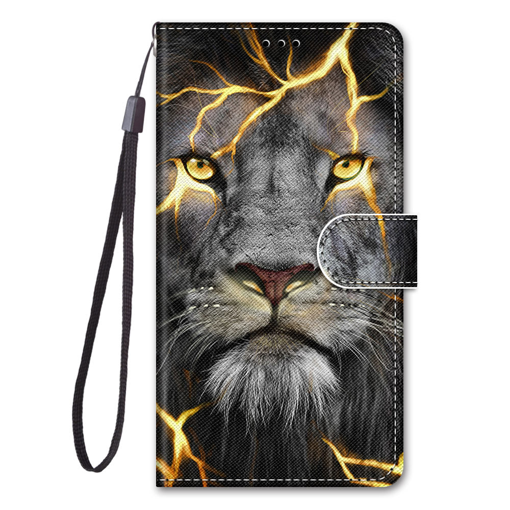 For Samsung Galaxy S20 FE 4G/5G/S20 Lite/S20 FE 2022 Anti-Drop Wallet Stand Case Pattern Printing Shell - Lion