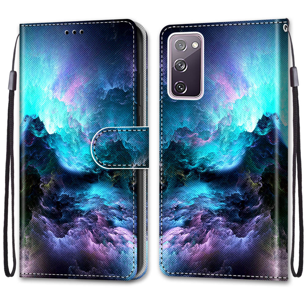 For Samsung Galaxy S20 FE 4G/5G/S20 Lite/S20 FE 2022 Anti-Drop Wallet Stand Case Pattern Printing Shell - Cloud