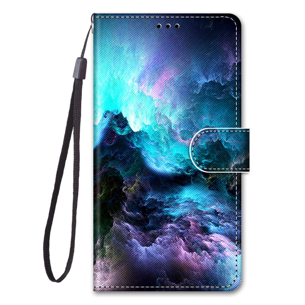 For Samsung Galaxy S20 FE 4G/5G/S20 Lite/S20 FE 2022 Anti-Drop Wallet Stand Case Pattern Printing Shell - Cloud