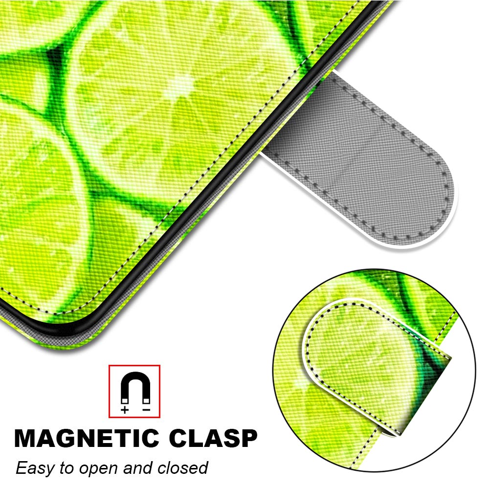 Pattern Printing Phone Case for Samsung Galaxy S20 FE 4G/5G/S20 Lite/S20 FE 2022, PU Leather Stand Flip Wallet Cover - Lime