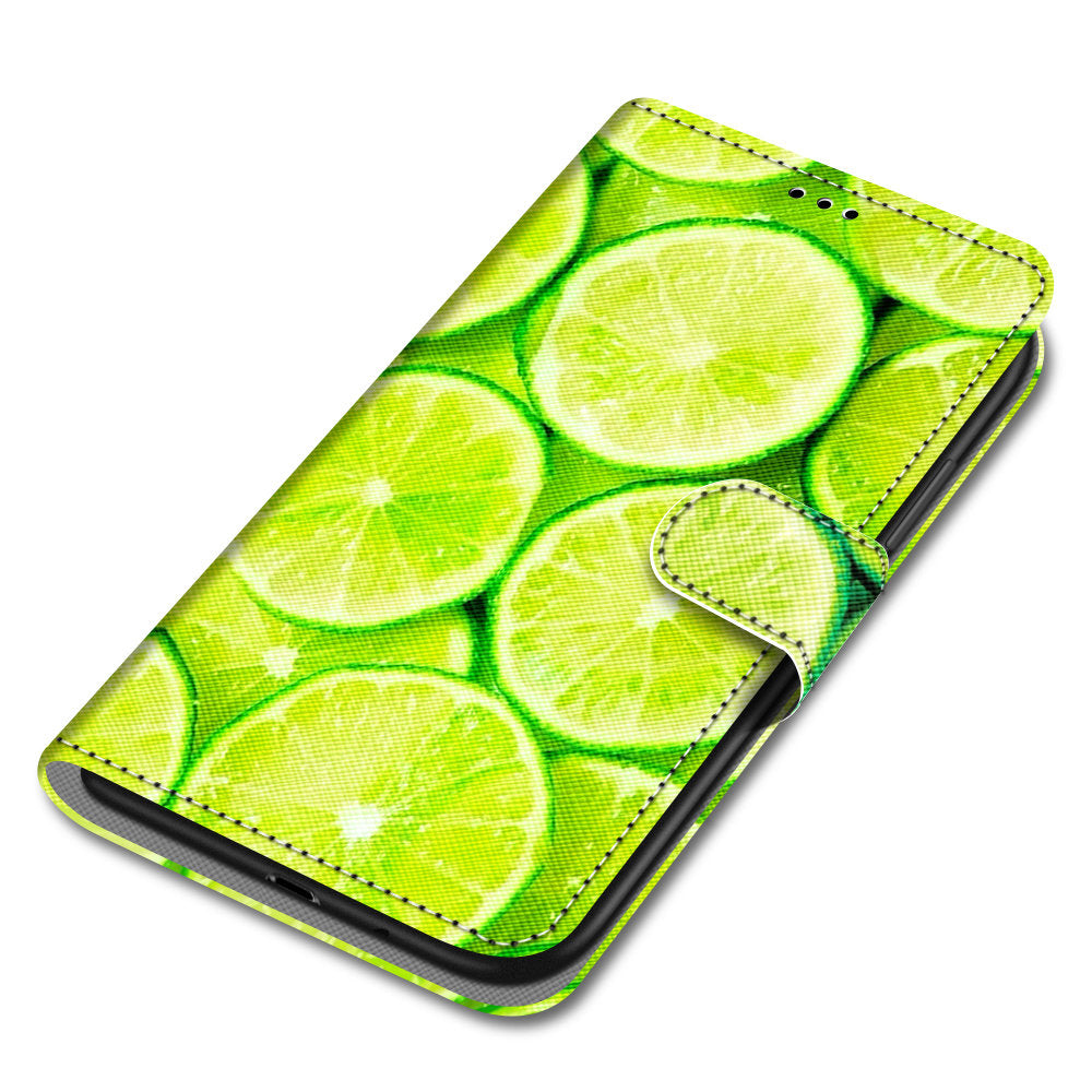 Pattern Printing Phone Case for Samsung Galaxy S20 FE 4G/5G/S20 Lite/S20 FE 2022, PU Leather Stand Flip Wallet Cover - Lime