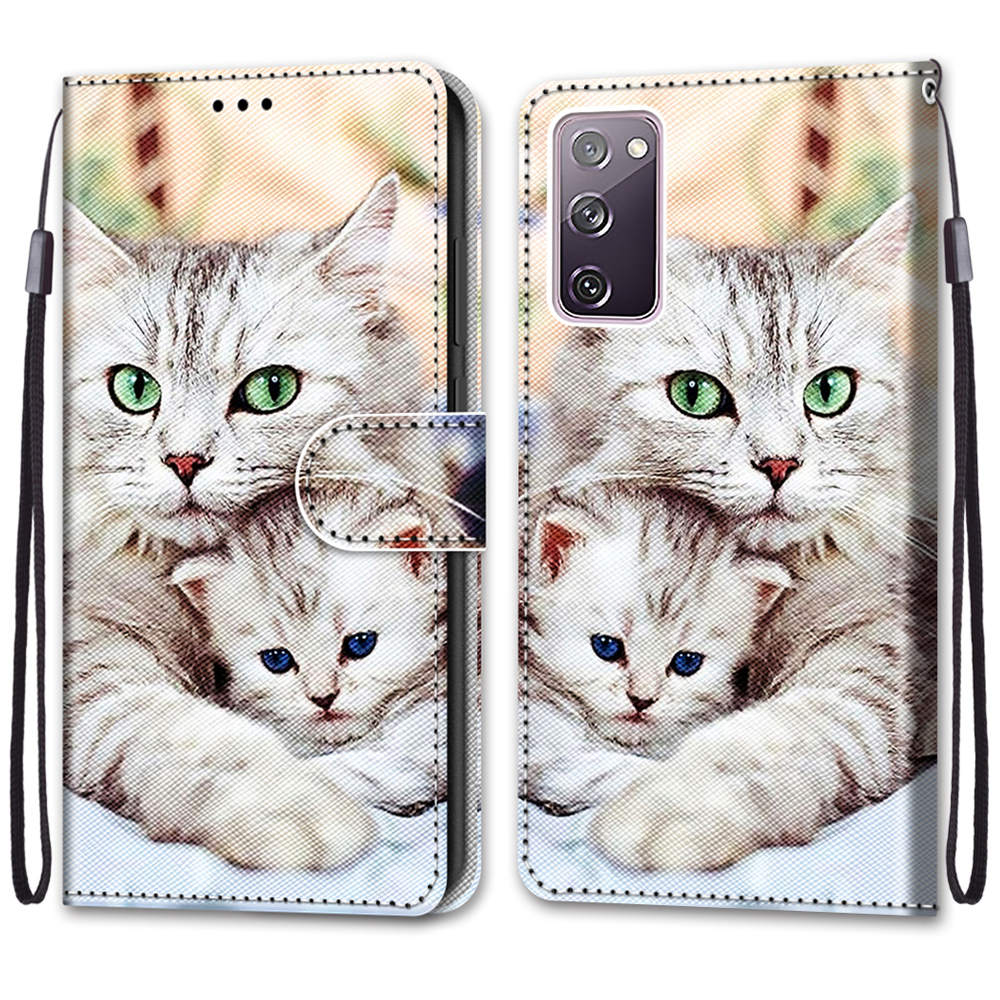 Pattern Printing Phone Case for Samsung Galaxy S20 FE 4G/5G/S20 Lite/S20 FE 2022, PU Leather Stand Flip Wallet Cover - Two Cats