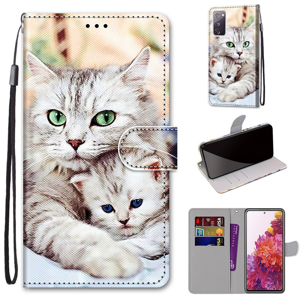 Pattern Printing Phone Case for Samsung Galaxy S20 FE 4G/5G/S20 Lite/S20 FE 2022, PU Leather Stand Flip Wallet Cover - Two Cats