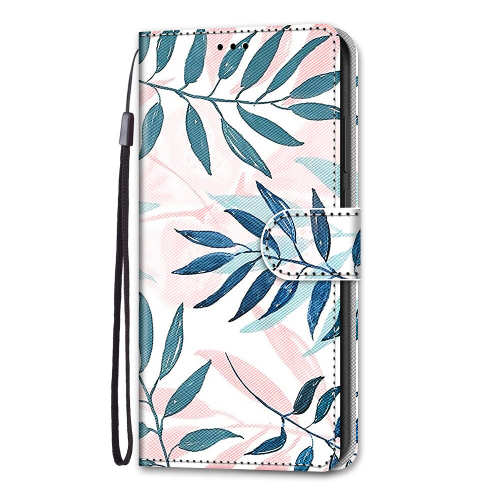 Pattern Printing Phone Case for Samsung Galaxy S20 FE 4G/5G/S20 Lite/S20 FE 2022, PU Leather Stand Flip Wallet Cover - Leaf