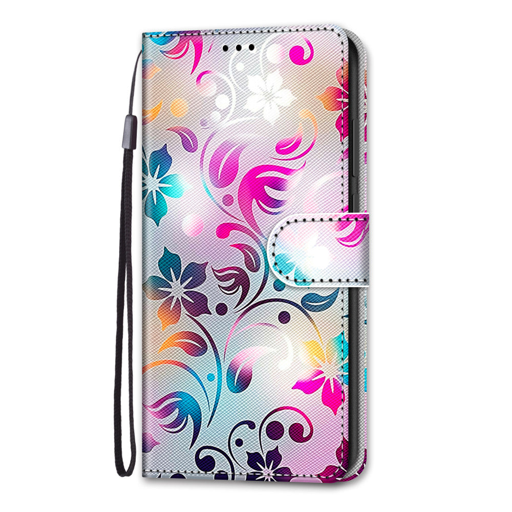 Pattern Printing Phone Case for Samsung Galaxy S20 FE 4G/5G/S20 Lite/S20 FE 2022, PU Leather Stand Flip Wallet Cover - Shiny Flower