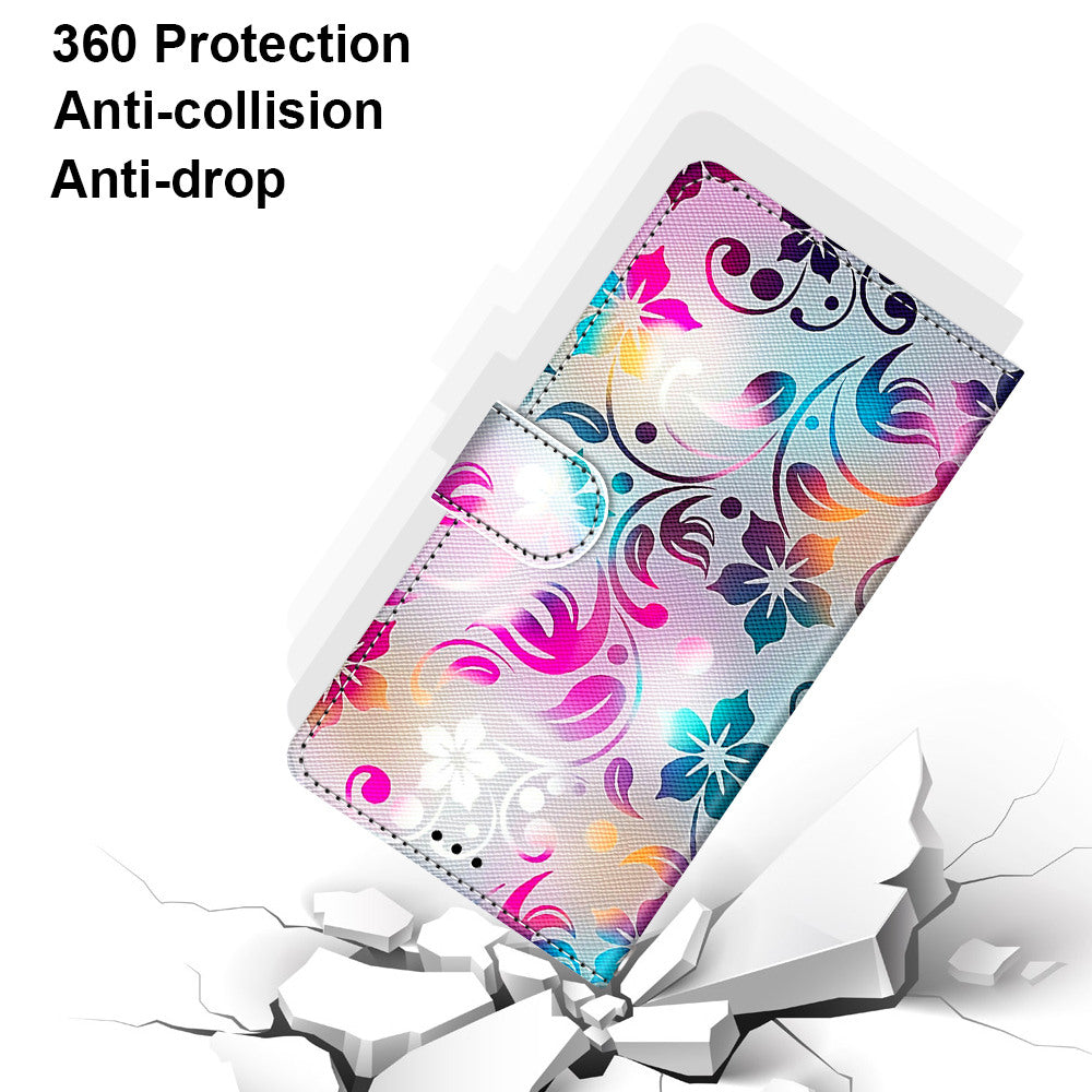 Pattern Printing Phone Case for Samsung Galaxy S20 FE 4G/5G/S20 Lite/S20 FE 2022, PU Leather Stand Flip Wallet Cover - Shiny Flower