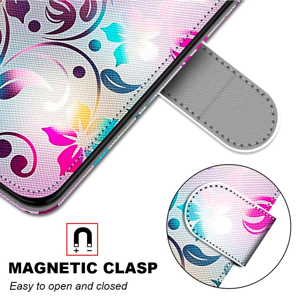 Pattern Printing Phone Case for Samsung Galaxy S20 FE 4G/5G/S20 Lite/S20 FE 2022, PU Leather Stand Flip Wallet Cover - Shiny Flower