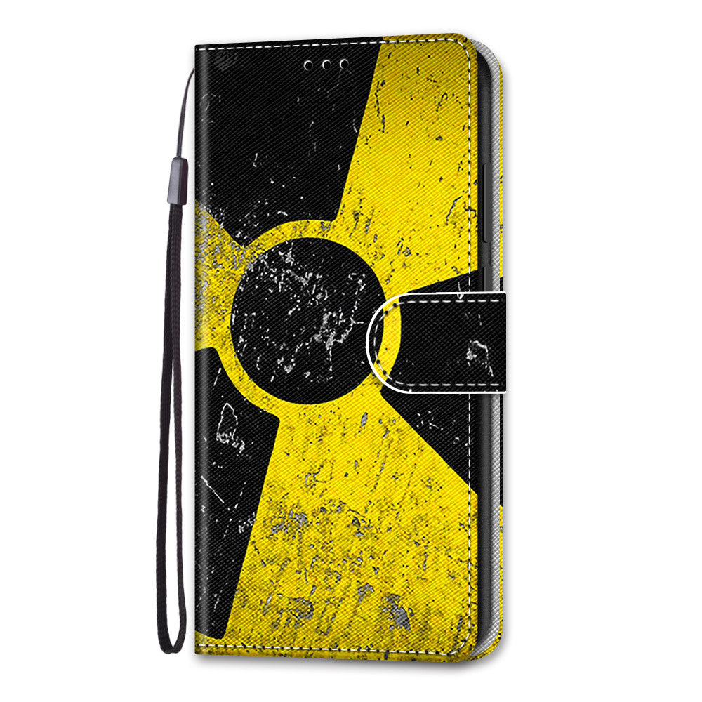 Pattern Printing Phone Case for Samsung Galaxy S20 FE 4G/5G/S20 Lite/S20 FE 2022, PU Leather Stand Flip Wallet Cover - Yellow/Black