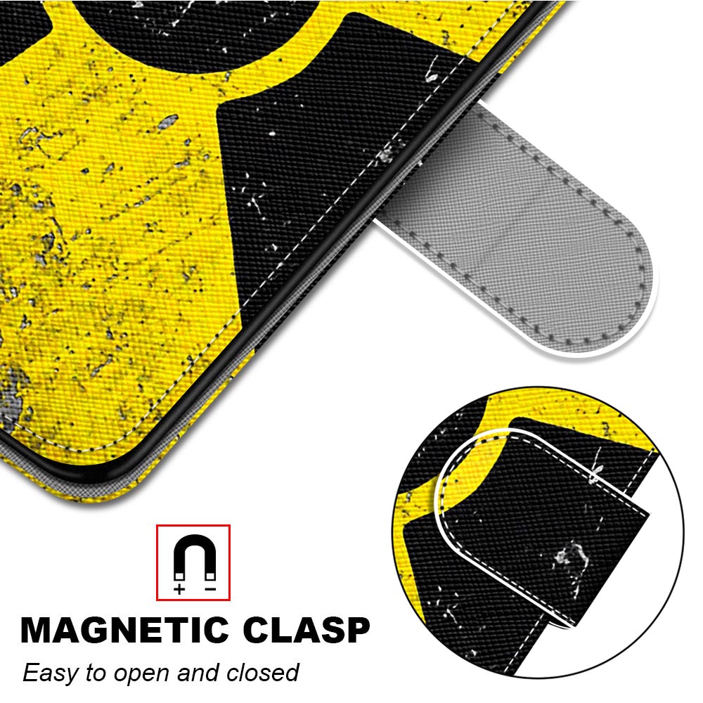 Pattern Printing Phone Case for Samsung Galaxy S20 FE 4G/5G/S20 Lite/S20 FE 2022, PU Leather Stand Flip Wallet Cover - Yellow/Black