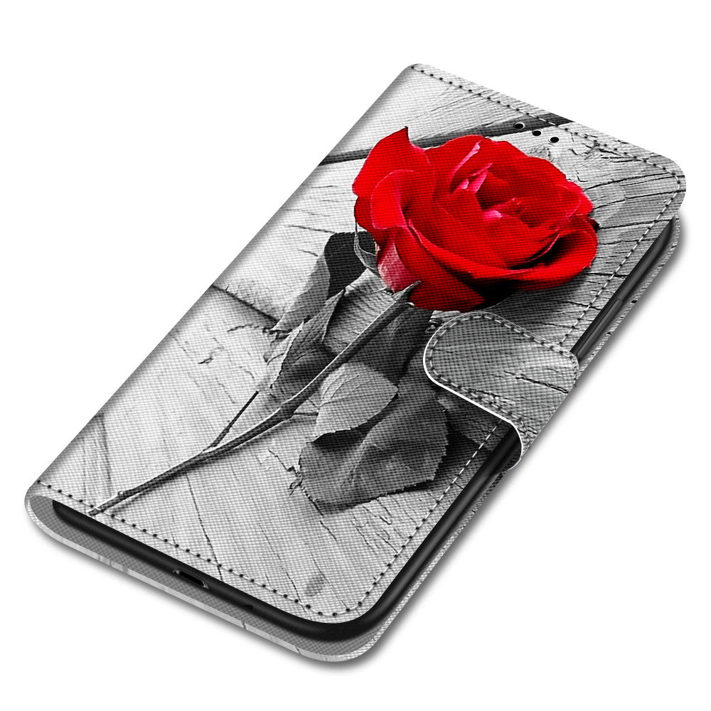 Pattern Printing Phone Case for Samsung Galaxy S20 FE 4G/5G/S20 Lite/S20 FE 2022, PU Leather Stand Flip Wallet Cover - Rose