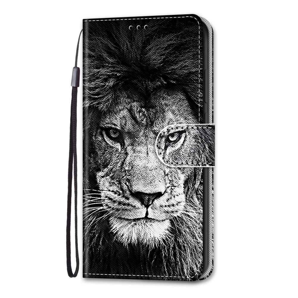 Pattern Printing Phone Case for Samsung Galaxy S20 FE 4G/5G/S20 Lite/S20 FE 2022, PU Leather Stand Flip Wallet Cover - Lion