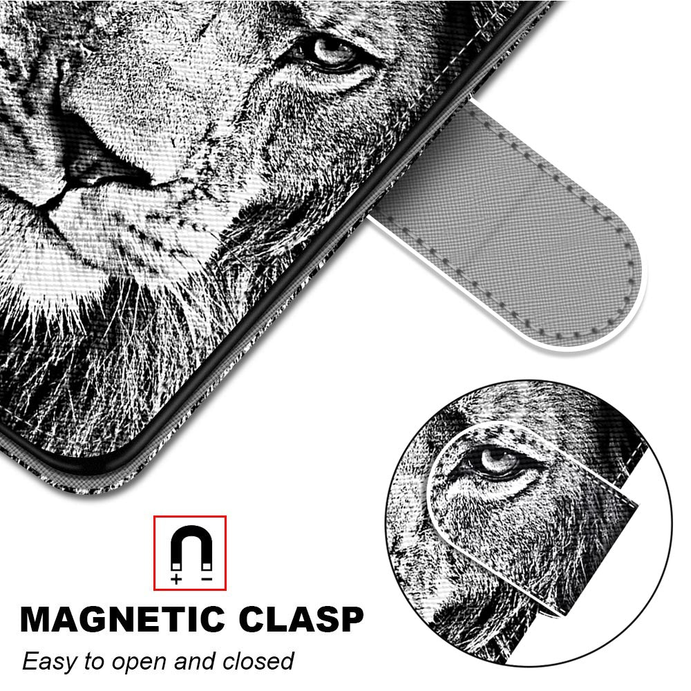 Pattern Printing Phone Case for Samsung Galaxy S20 FE 4G/5G/S20 Lite/S20 FE 2022, PU Leather Stand Flip Wallet Cover - Lion