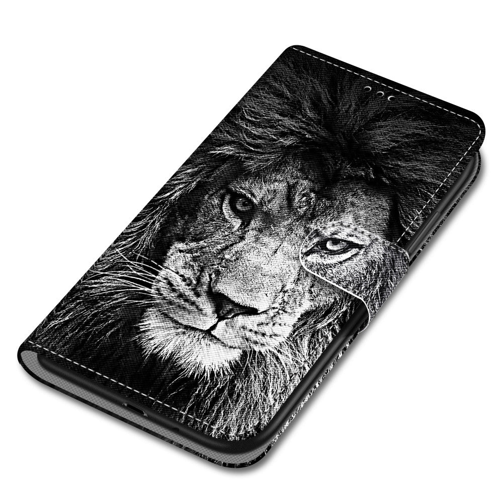 Pattern Printing Phone Case for Samsung Galaxy S20 FE 4G/5G/S20 Lite/S20 FE 2022, PU Leather Stand Flip Wallet Cover - Lion