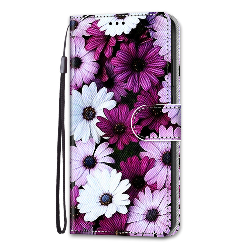 Pattern Printing Phone Case for Samsung Galaxy S20 FE 4G/5G/S20 Lite/S20 FE 2022, PU Leather Stand Flip Wallet Cover - Purple Flower