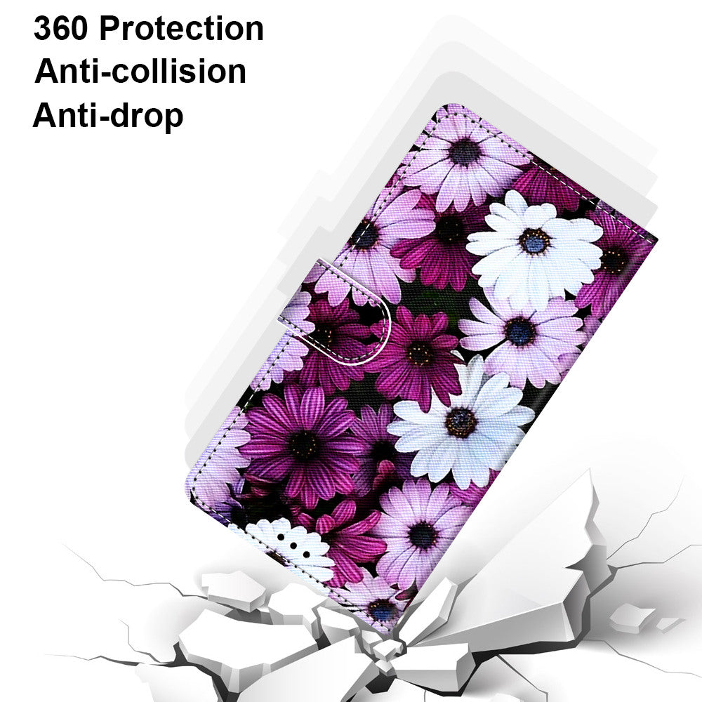 Pattern Printing Phone Case for Samsung Galaxy S20 FE 4G/5G/S20 Lite/S20 FE 2022, PU Leather Stand Flip Wallet Cover - Purple Flower