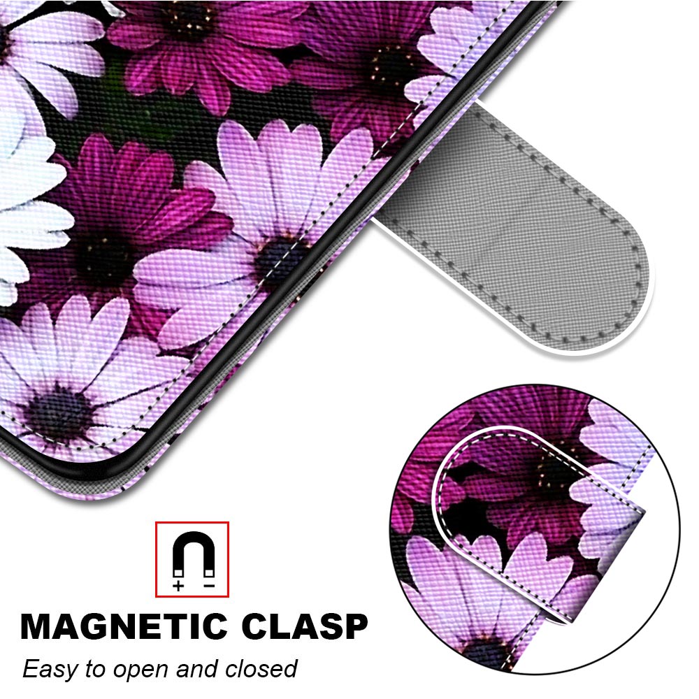 Pattern Printing Phone Case for Samsung Galaxy S20 FE 4G/5G/S20 Lite/S20 FE 2022, PU Leather Stand Flip Wallet Cover - Purple Flower