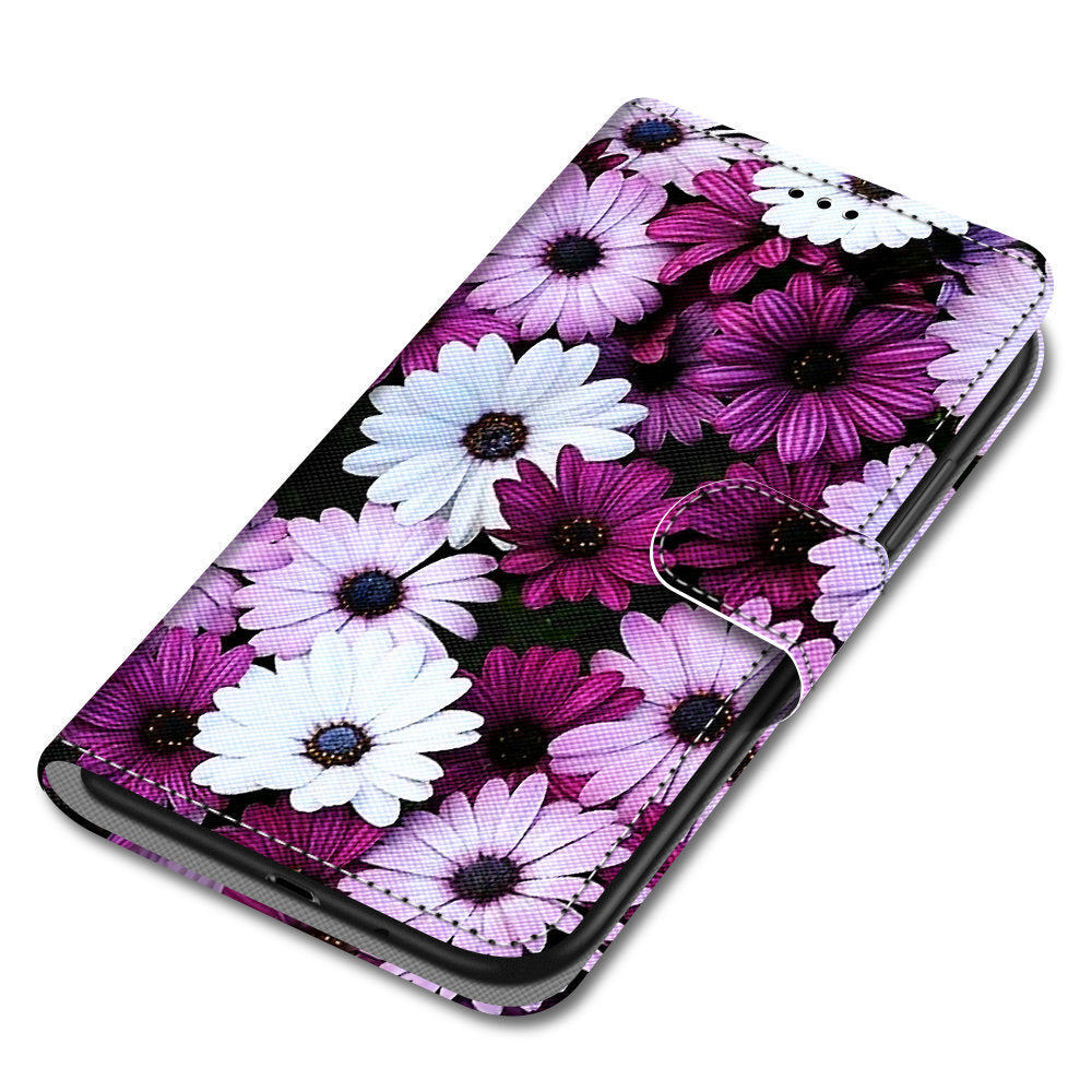 Pattern Printing Phone Case for Samsung Galaxy S20 FE 4G/5G/S20 Lite/S20 FE 2022, PU Leather Stand Flip Wallet Cover - Purple Flower