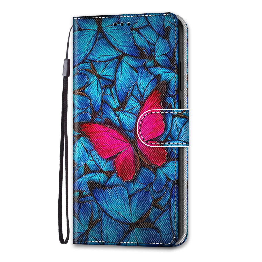 Pattern Printing Phone Case for Samsung Galaxy S20 FE 4G/5G/S20 Lite/S20 FE 2022, PU Leather Stand Flip Wallet Cover - Red Flower