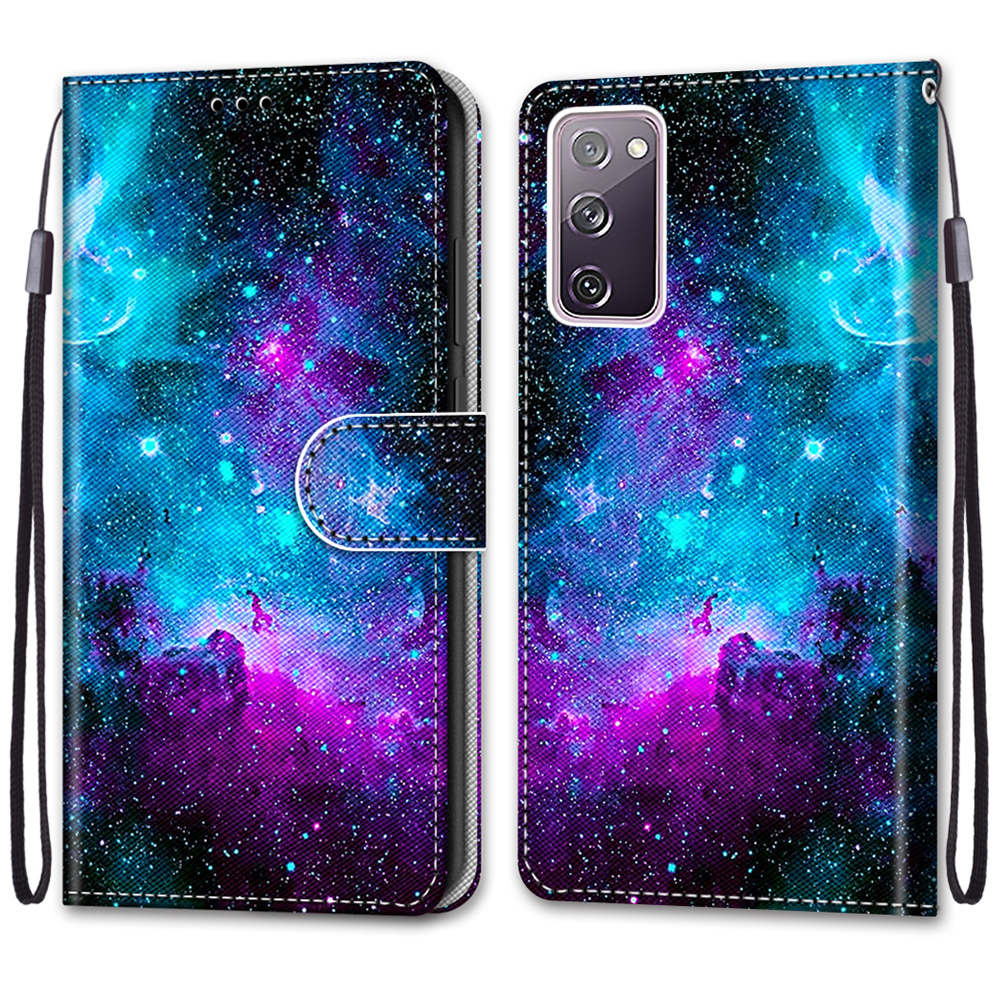 Pattern Printing Phone Case for Samsung Galaxy S20 FE 4G/5G/S20 Lite/S20 FE 2022, PU Leather Stand Flip Wallet Cover - Universe