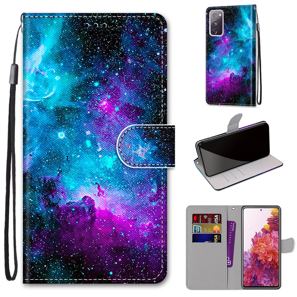 Pattern Printing Phone Case for Samsung Galaxy S20 FE 4G/5G/S20 Lite/S20 FE 2022, PU Leather Stand Flip Wallet Cover - Universe