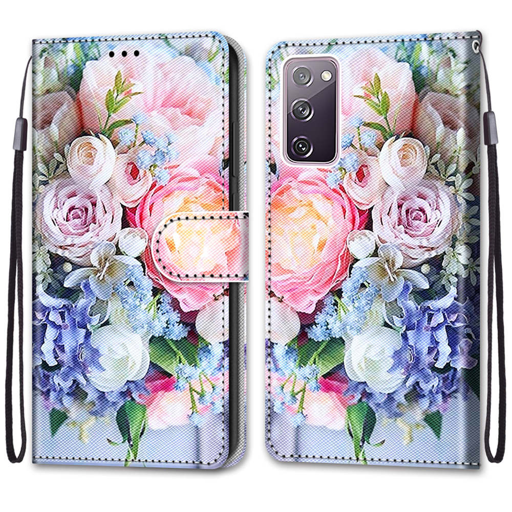 Pattern Printing Phone Case for Samsung Galaxy S20 FE 4G/5G/S20 Lite/S20 FE 2022, PU Leather Stand Flip Wallet Cover - Blooming Flower