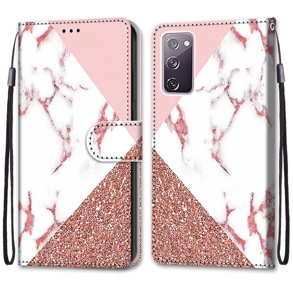 Pattern Printing Phone Case for Samsung Galaxy S20 FE 4G/5G/S20 Lite/S20 FE 2022, PU Leather Stand Flip Wallet Cover - Marble Pattern