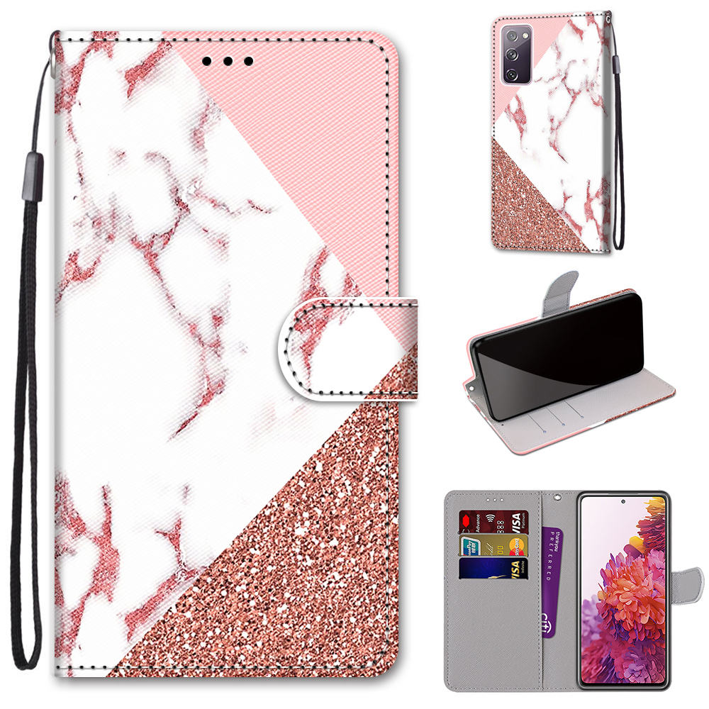 Pattern Printing Phone Case for Samsung Galaxy S20 FE 4G/5G/S20 Lite/S20 FE 2022, PU Leather Stand Flip Wallet Cover - Marble Pattern