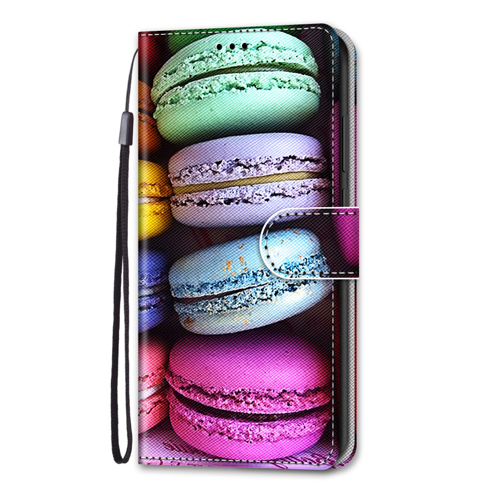 Pattern Printing Phone Case for Samsung Galaxy S20 FE 4G/5G/S20 Lite/S20 FE 2022, PU Leather Stand Flip Wallet Cover - Macarons